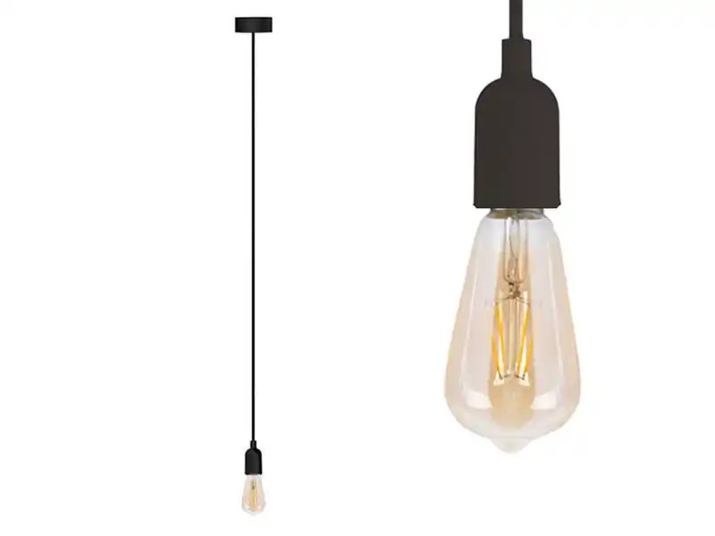 Vellight Universal Schnurpendel Textil schwarz mit E27 Filament LED, Ø 8,5cm Preiswert