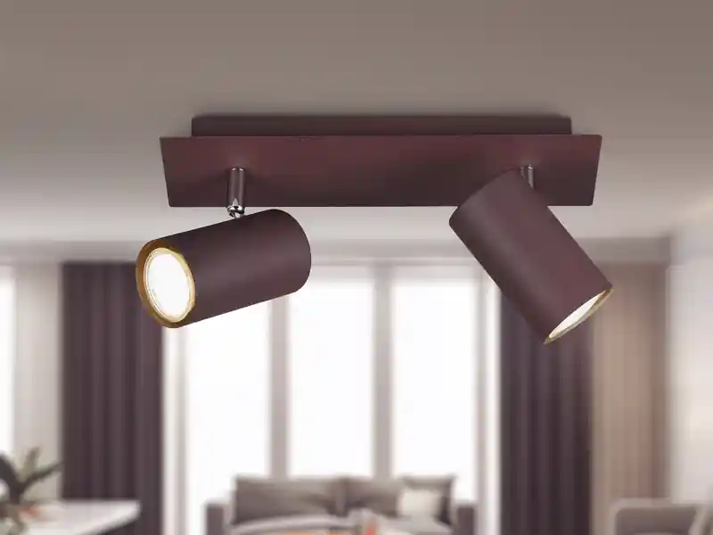 meineWunschleuchte LED Deckenstrahler Rostfarben 2-flammig, Breite 30cm Beliebt