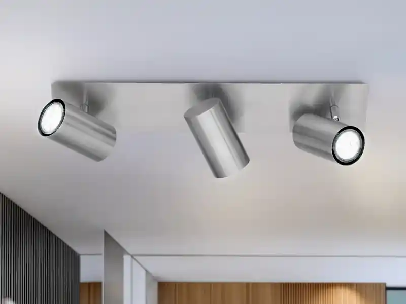 Neue Ware meineWunschleuchte LED Deckenstrahler Silber 3-flammig, Breite 48cm