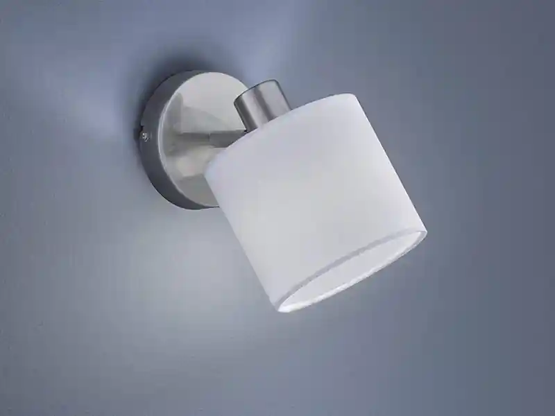 Billig meineWunschleuchte LED Wandstrahler Silber matt mit Stoffschirm Weiß, Breite 12cm