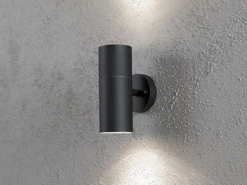 Konstsmide Moderne Up-Down Außenwandleuchte MODENA, Höhe 19,5cm, Aluminium Schwarz Neu