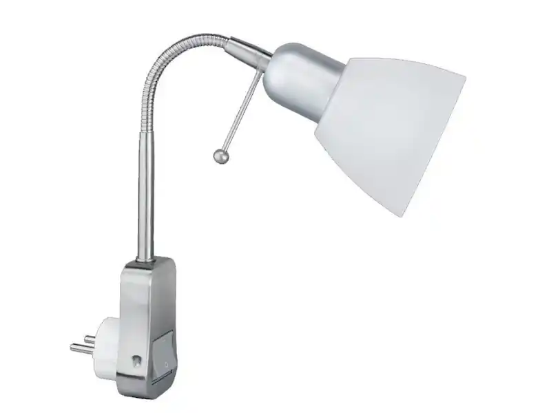 Top-Preis Trio Leuchten Leselampe LIGARA Silber Weiß, Stecker-Spot mit Schalter & Flexarm, Höhe 26,5cm