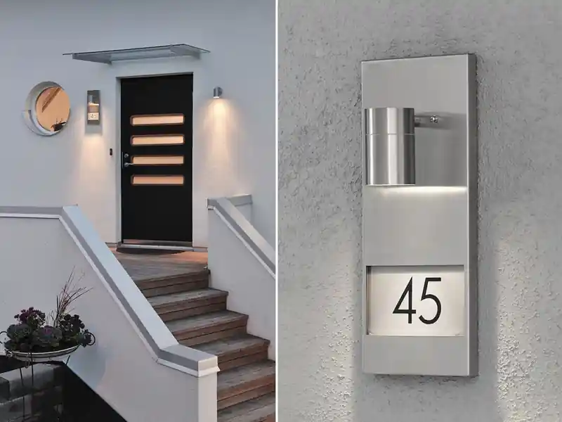 Schnäppchen Konstsmide Große LED Außenwandleuchte / Hausnummernleuchte Downlight, Edelstahl