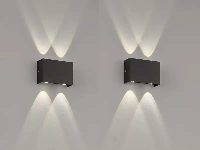 Fischer & Honsel LED Außenwandleuchten 2er SET Schwarz mit Up Down Licht - 12cm breit Rabatt