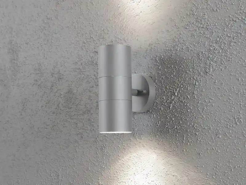 Konstsmide Moderne LED Up-Down Außenwandleuchte, Höhe 19,5cm, Aluminium Grau Geprüft