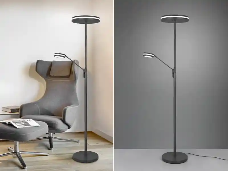 Trio Leuchten Großer LED Deckenfluter FRANKLIN mit Lesearm, Höhe 181cm, Anthrazit Preiswert