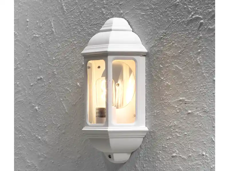 Konstsmide Außen LED Wandlaterne Halbschale im Landhausstil, Weiß, Höhe 36cm Solange Der Vorrat Reicht