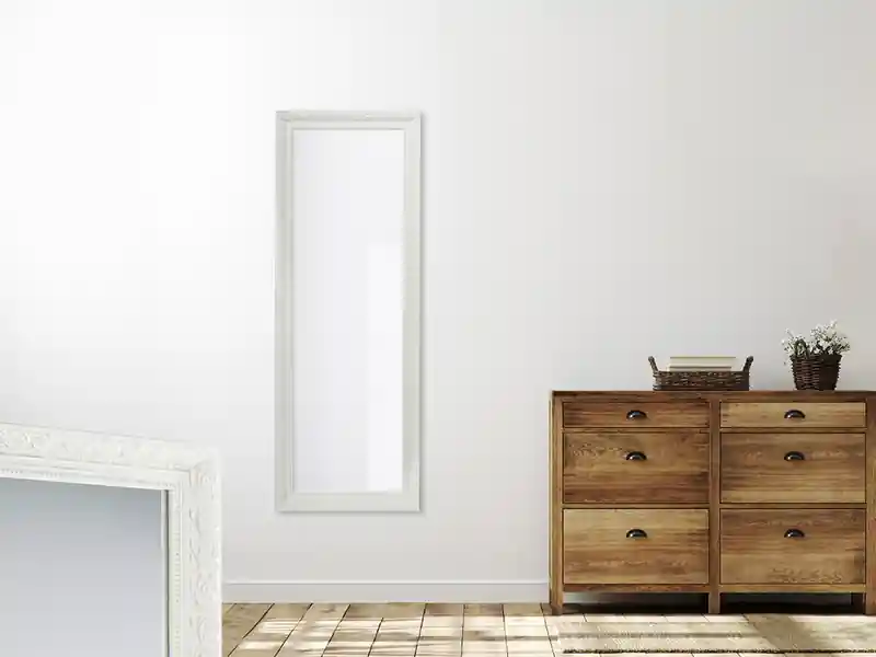 Markenprodukt MIRRORS AND MORE Barock Wandspiegel TANJA 50x150cm Ganzköperspiegel mit Holzrahmen Weiß