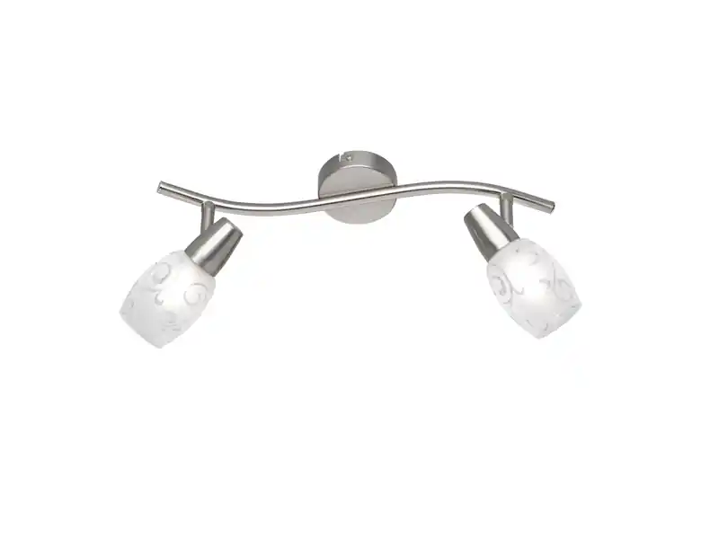 RL LIVE YOUR LIGHT Deckenstrahler COLMAR 2-flammig Silber mit Dekorglas satiniert, Breite 39cm Aktuell