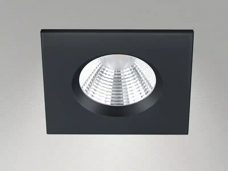 Highlight Trio Leuchten Eckiger LED Deckeneinbaustrahler ZAGROS dimmbar in Schwarz matt, IP65