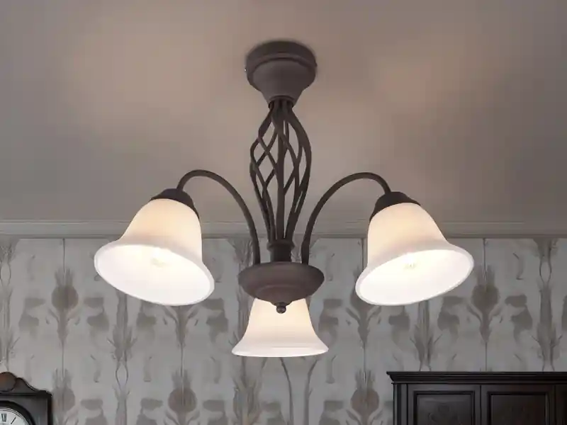 meineWunschleuchte 3-flammige LED Deckenleuchte Rostoptik mit Glasschirmen, Ø 55cm Super-Preis