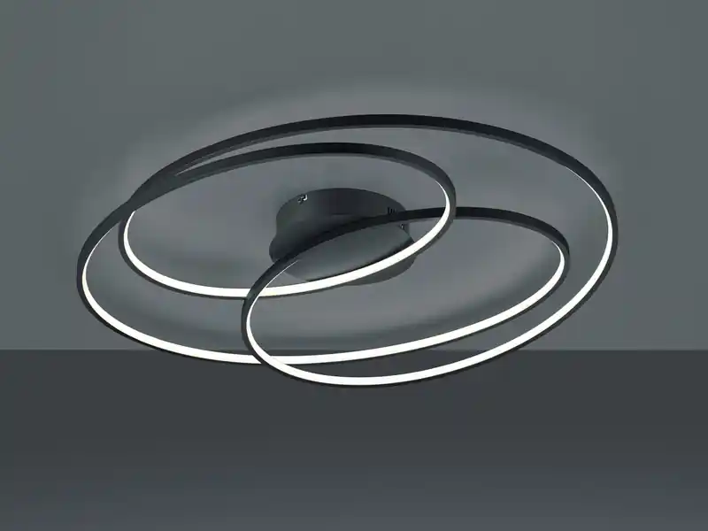 Trio Leuchten Große LED Deckenlampe GALE hell, dimmbar über Schalter, Schwarz, Breite 80cm Mega-Angebot