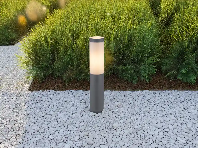 Highlight meineWunschleuchte LED Sockelleuchte aus Edelstahl in Anthrazit & Opal, Höhe 45cm