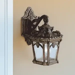 Ausverkauf KICHLER Kleine antike Außenwandleuchte TOURNAI hängend Bronzefarbig, Höhe 27cm