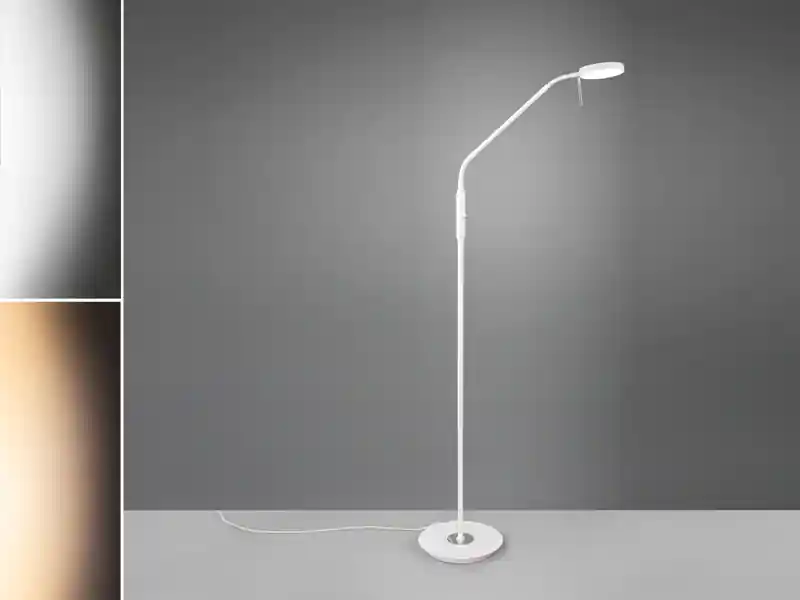 Trio Leuchten Moderne LED Stehlampe MONZA dimmbar mit Flexarm, Weiß, Höhe 145cm Billig