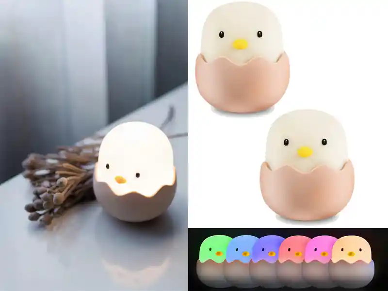 meineWunschleuchte 2er Set LED Nachtlichter, per USB aufladbar, dimmbar, 7 Lichtfarben - Höhe 12cm Markenware