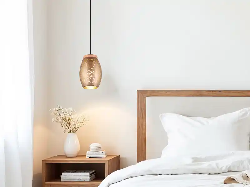 RL LIVE YOUR LIGHT Kleine Pendelleuchte BIDAR in Coffee mit ausgefallenem Stanzmuster, Ø 15cm Preis Gesenkt