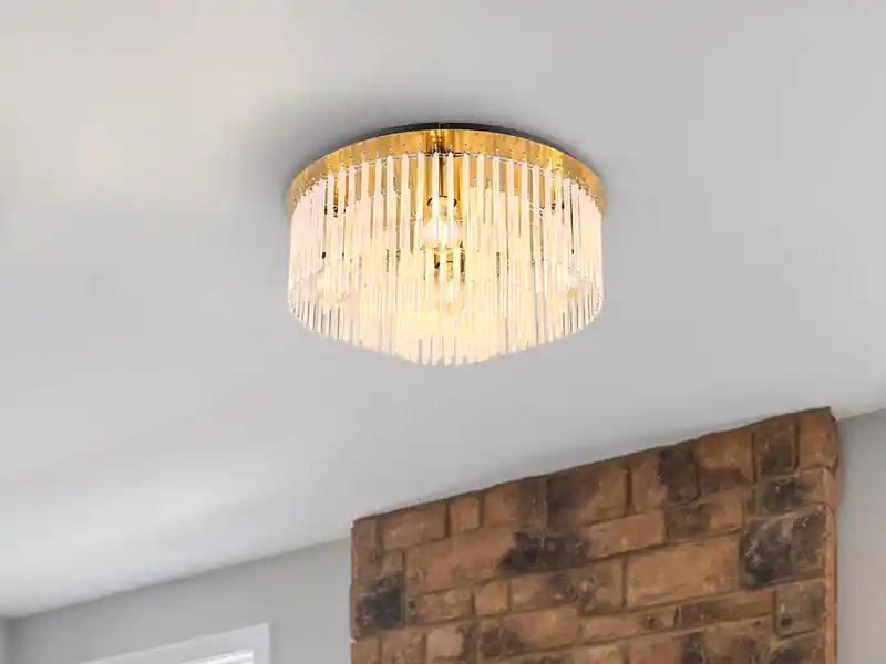 Solange Der Vorrat Reicht meineWunschleuchte Große LED Deckenleuchte mit transparenten Echtglas Stäben, Ø 50cm