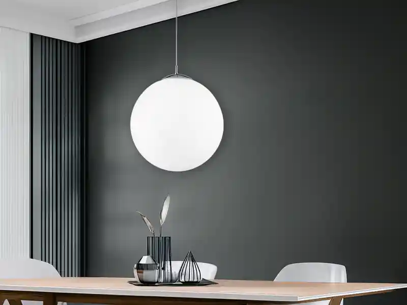 meineWunschleuchte LED Pendelleuchte einflammig Glaskugel Opalweiß, Ø 45cm Mega-Angebot