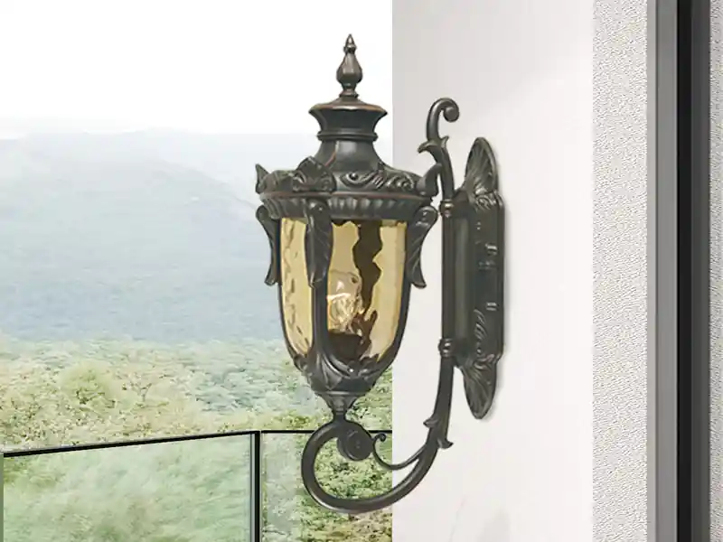 Elstead Lighting Außenwandlaterne PHILADELPHIA Jugendstil mit Amberglas, Höhe 53cm Meistverkauft