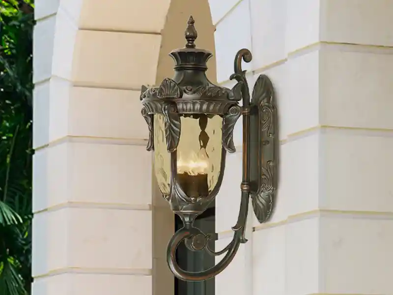 Elstead Lighting Außenwandlaterne PHILADELPHIA Jugendstil mit Amberglas, Höhe 64cm Rabatt