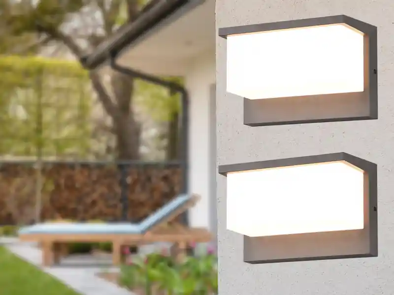 meineWunschleuchte LED Außenwandleuchte 2er SET in Anthrazit & Weiß, Breite 23cm Mega-Angebot