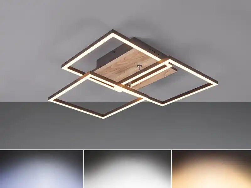 Neue Ware RL LIVE YOUR LIGHT LED Deckenleuchte MOBILE Holzdekor dimmbar & Lichtfarbe einstellbar, Breite 42cm