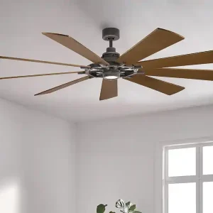 Direkt Vom Hersteller KICHLER XXL Deckenventilator GENTRY mit Licht & wendbaren Flügeln in 2 Dekoren, Ø 216cm