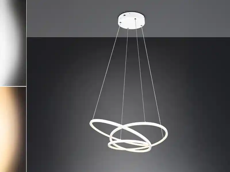 Sonderangebot Trio Leuchten Moderne dimmbare LED Pendelleuchte DARVIN in Weiß, Breite 64cm