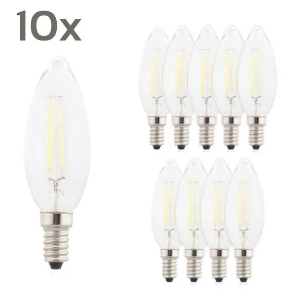 Preiswert 10 x LED Lampe Filament E14 2.8W C35 2700K