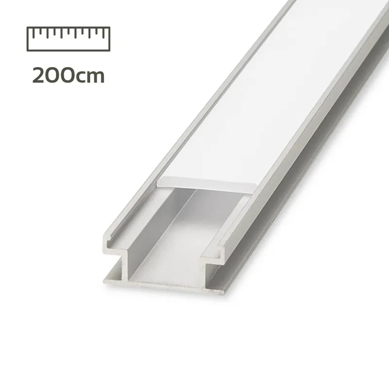 Bestpreis Alu Aufbau U-Profil eloxiert 20x8mm opal 200cm (trittfest)