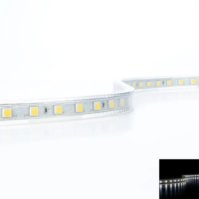 Sofort Bestellen HighVoltage Kaltweiß 230V LED Streifen 50M 8W/m 60LED/m 14mm IP44 6000K