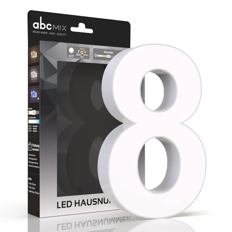 Top-Preis LED Hausnummer - 8 - CCT 12V 2700K/4000K/6500K