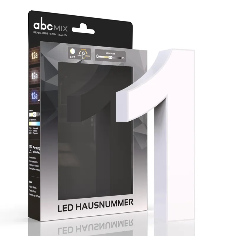 LED Hausnummer - 1 - CCT 12V 2700K/4000K/6500K Top-Seller