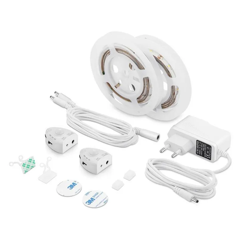Begrenztes Angebot LED Bettlicht Set mit 2 Bewegungssensoren Ein/Aus dimmbar warmweiss