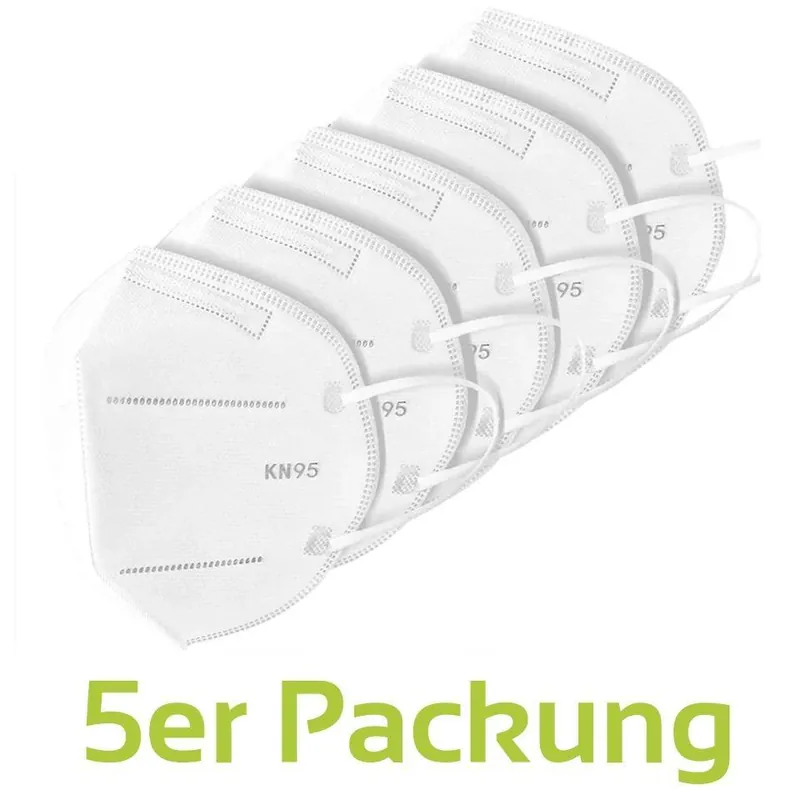 KN95 Maske Filtermaske Behelfsmaske mit Nasenklammer 5er Pack Schnäppchen