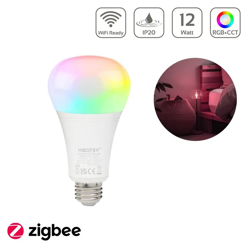 MiBoxer Zigbee 3.0 + 2,4GHz RGB+CCT Lampe 12W E27 FUT105ZR Neue Ware