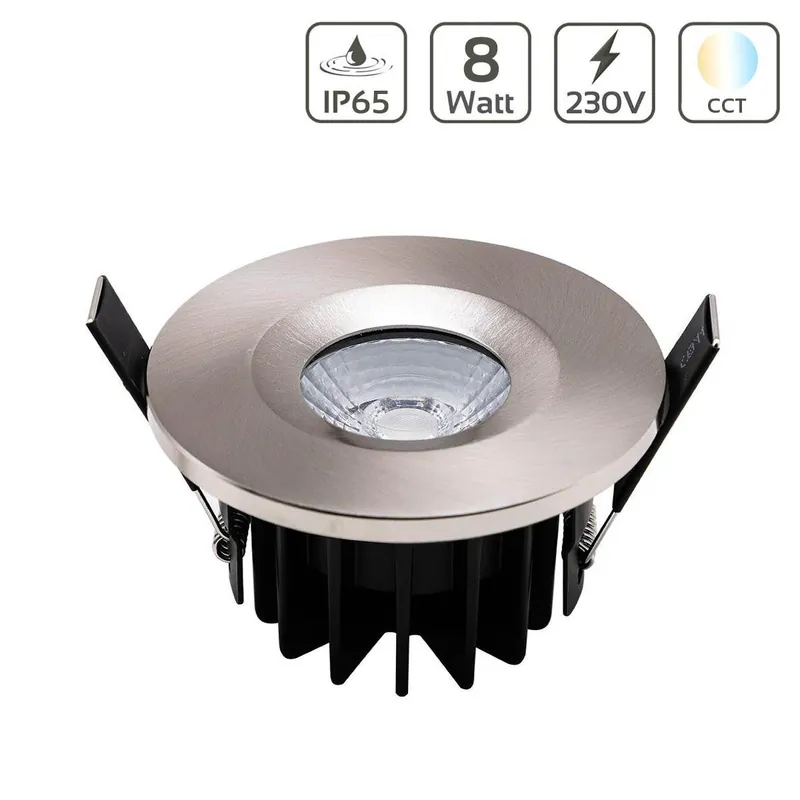 LED Einbaustrahler 8W IP65 36° - Lichtfarbe CCT - Farbe silber Schneller Versand
