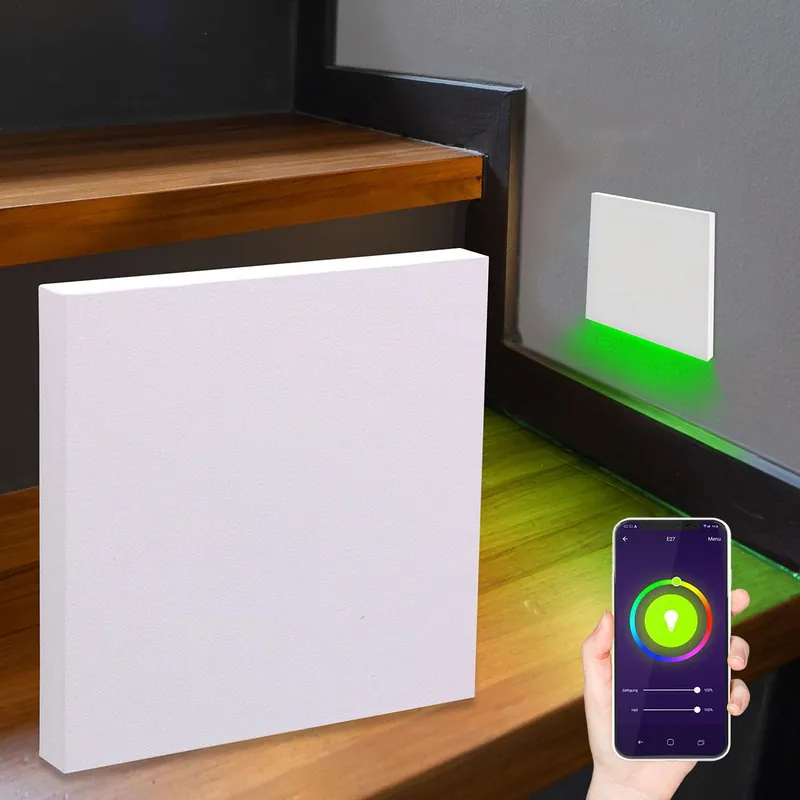 Finale Aktion LED Treppenlicht Wandeinbauleuchte Smart Tuya RGB+CCT 230V 5W weiß Lichtaustritt unten Aktion