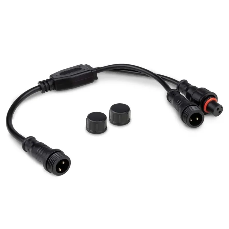 2-Wege Y Adapter 2x Male 1x Female 2-Polig schwarz IP65 Preisreduziert