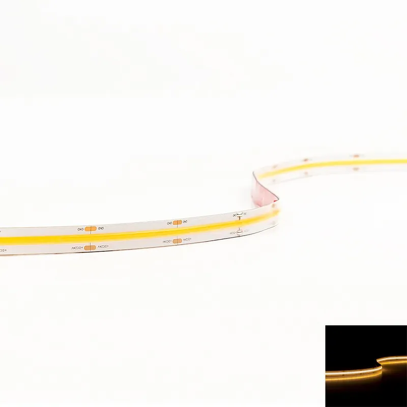 Direkt Vom Hersteller COB 24V CRI90 LED Streifen 5M 12W/m 504LED/m 10mm - Lichtfarbe Super Warmweiß 2700K - Schutzart IP65