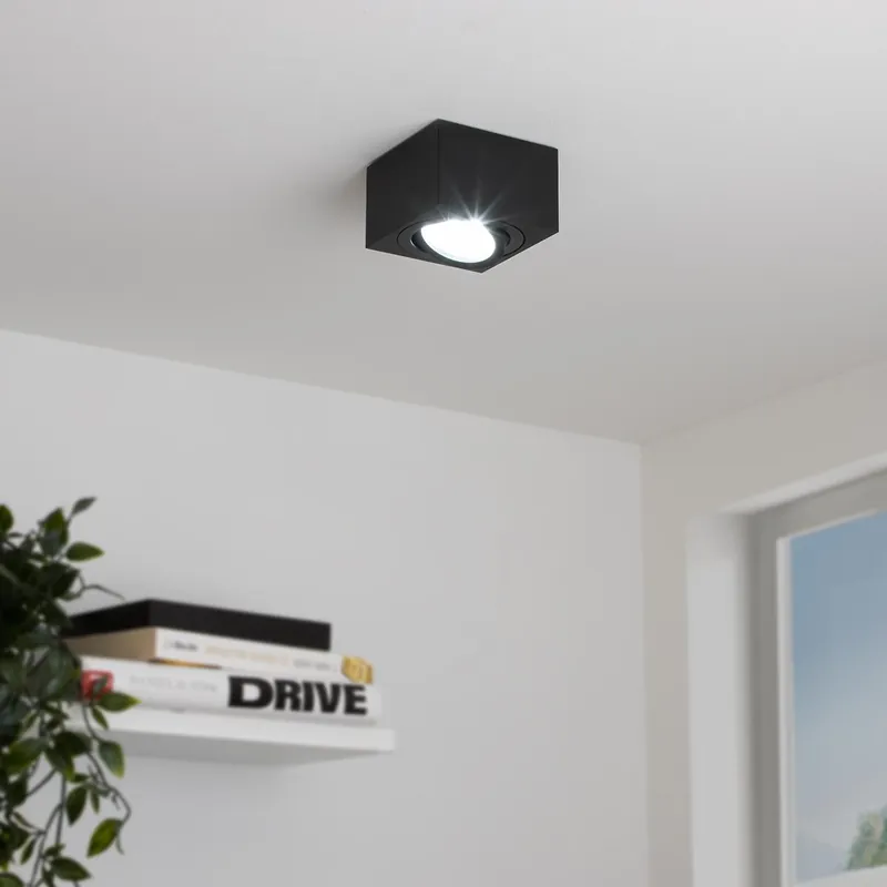 Mega-Angebot Flacher Aufbaustrahler eckig schwenkbar Deckenleuchte - Farbe schwarz - LED Leuchtmittel 5W Neutralweiß 230V 60°