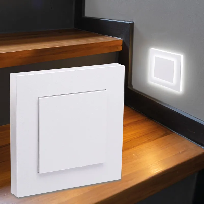LED Treppenleuchte eckig weiß - Lichtfarbe Neutralweiß 1,5W - Lichtaustritt Doppio Billig