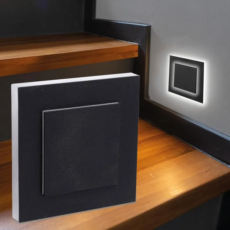LED Treppenleuchte eckig schwarz - Lichtfarbe Neutralweiß 1,5W - Lichtaustritt Doppio Wochenendangebot