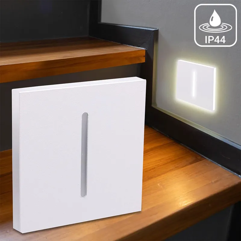 LED Treppenleuchte IP44 eckig weiß - Lichtfarbe CCT 1,5W - Lichtaustritt Fokus Heißes Angebot