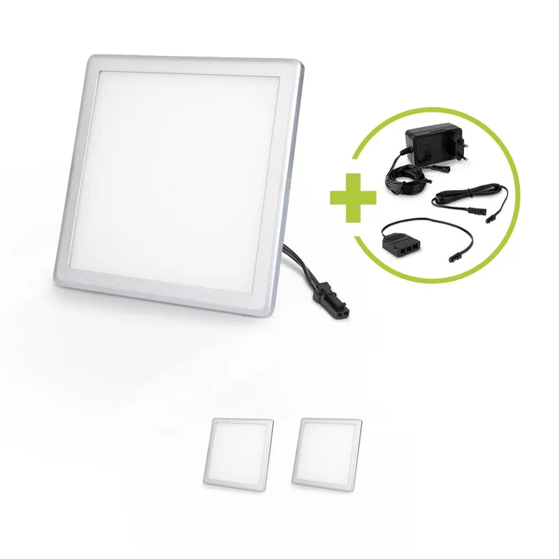 Top-Seller LED Mini Panel eckig 3W 12V IP20 100mm x 100mm - Lichtfarbe Warmweiß 3000K - Anzahl 3x