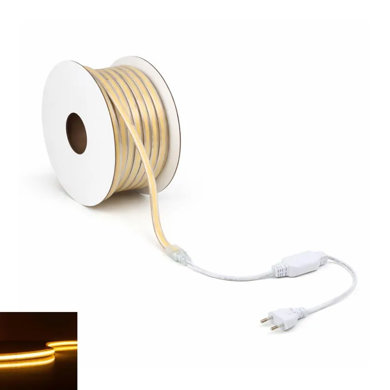 COB 230V LED Streifen 10W/m 360LED/m 10mm - Lichtfarbe Warmweiß 2700K - Länge 20M Jetzt Kaufen
