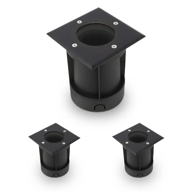 LED Bodeneinbaustrahler Schwarz eckig 230V IP67 - Leuchtmittel Ohne - Anzahl 3x Zertifiziert