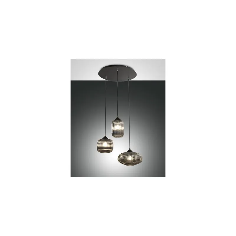 Nur Heute Fabas Luce NORDAL Pendelleuchte E27 3x40W schwarz/grau transparent