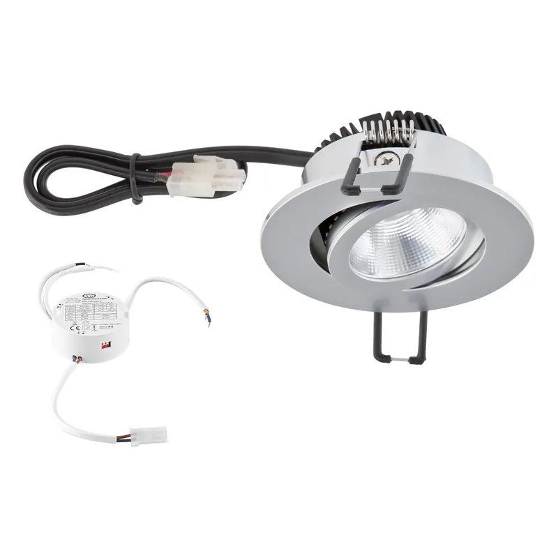 EVN LED Leuchte Chrom matt schwenkbar rund 83x32mm 6W 4000K 683lm 21-40° 200-240V IP20 Echt